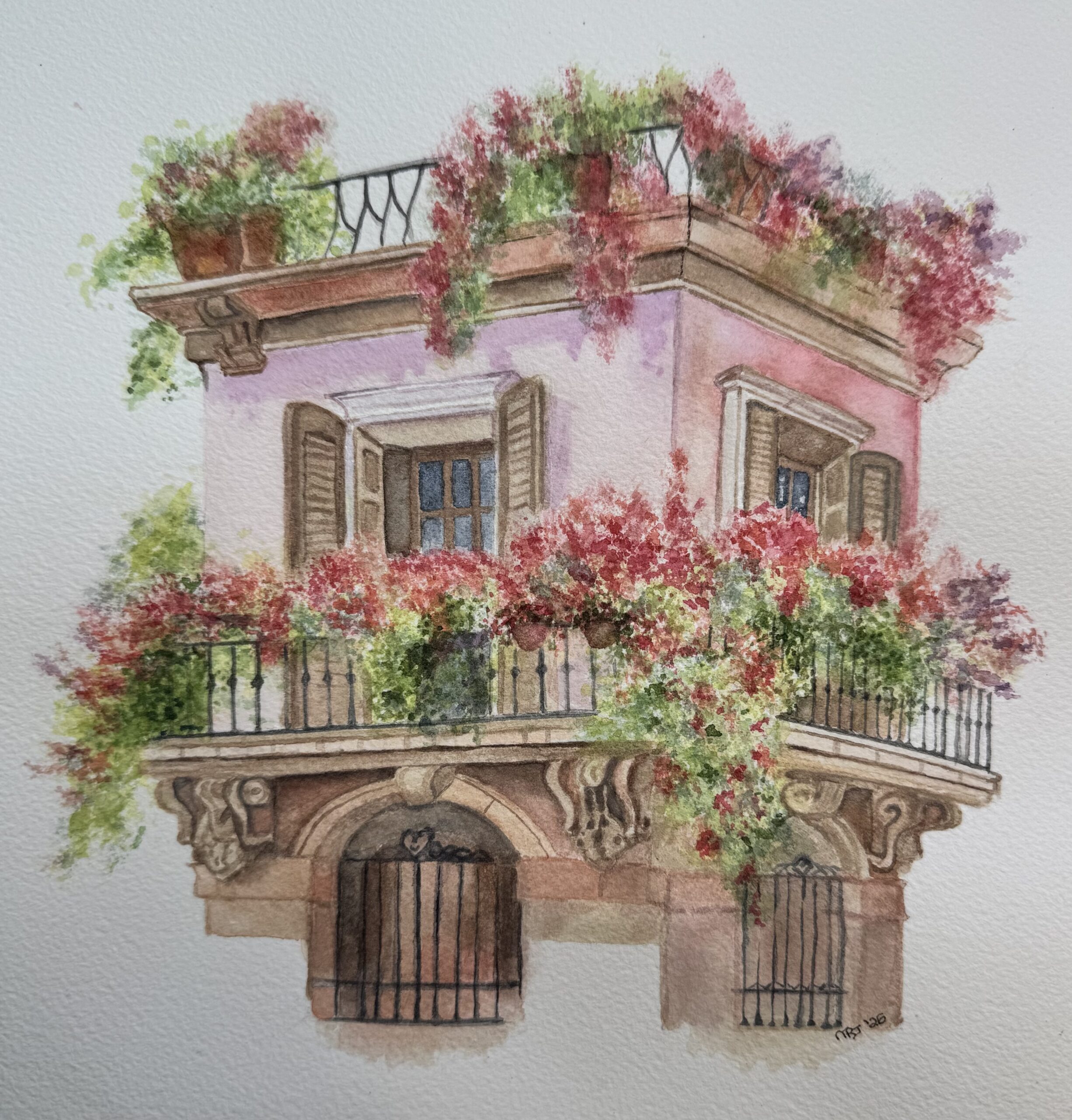 Watercolour Balcony ByTheresa J