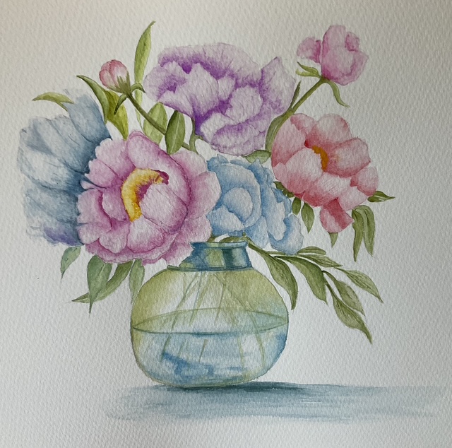 Watercolour - Vase of Flowers By Carole P