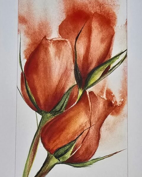 Roses Dancing in Delicate Flames – Greeting Card