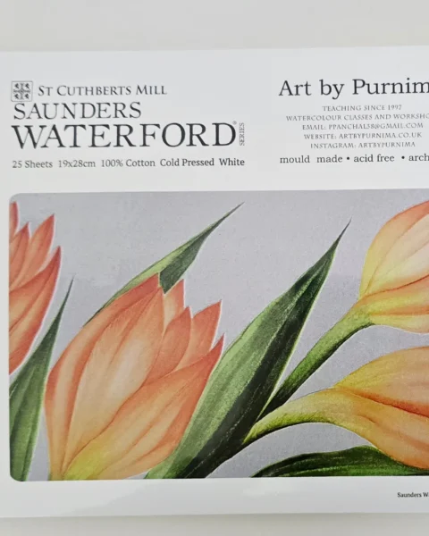 New listing Watercolour Book  Watercolour Paper Pad – Saunders Waterford, 100% CottonPremium Artist-Grade Pad • 25 Sheets • 19 × 28 cm • Cold Pressed • White